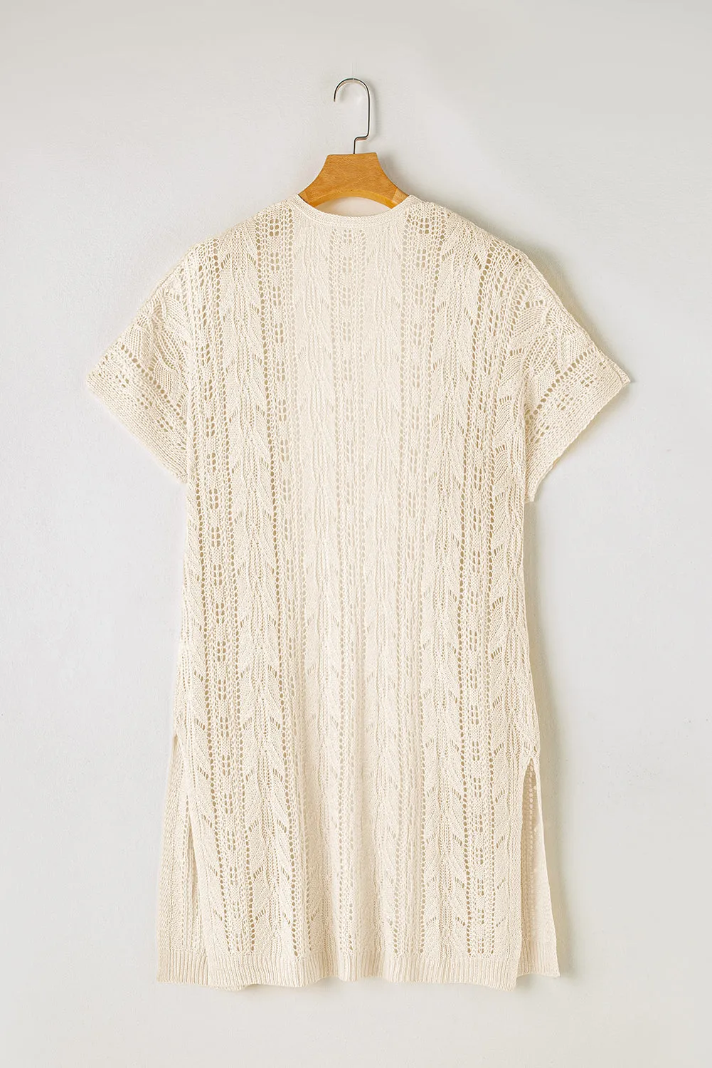 KaleaBoutique Openwork Short Sleeve Open Cardigan