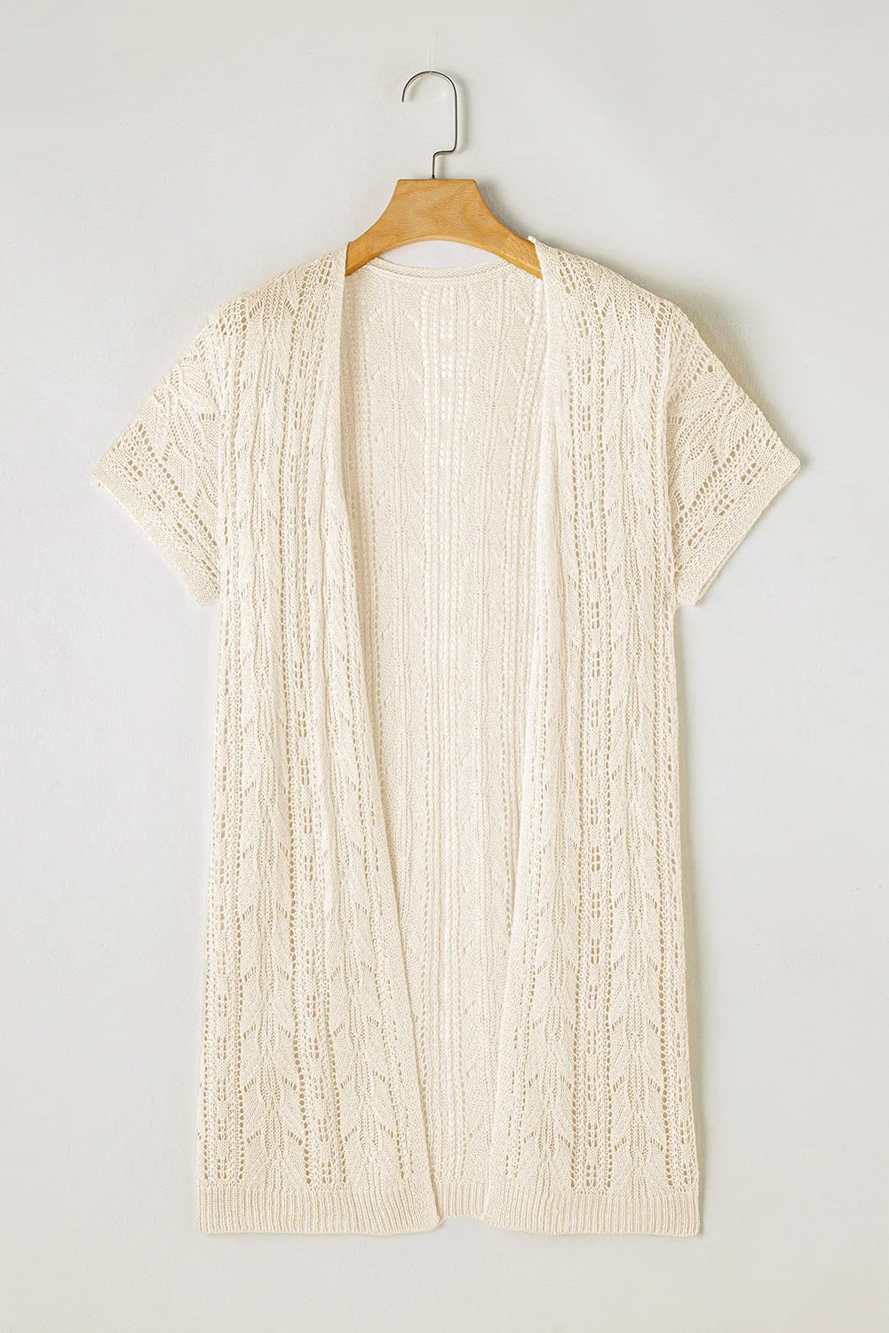 KaleaBoutique Openwork Short Sleeve Open Cardigan