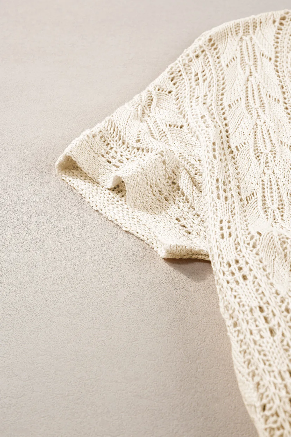 KaleaBoutique Openwork Short Sleeve Open Cardigan