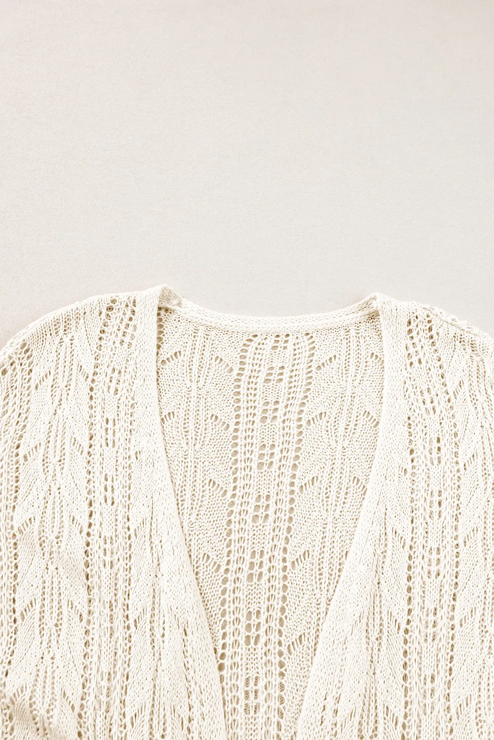 KaleaBoutique Openwork Short Sleeve Open Cardigan