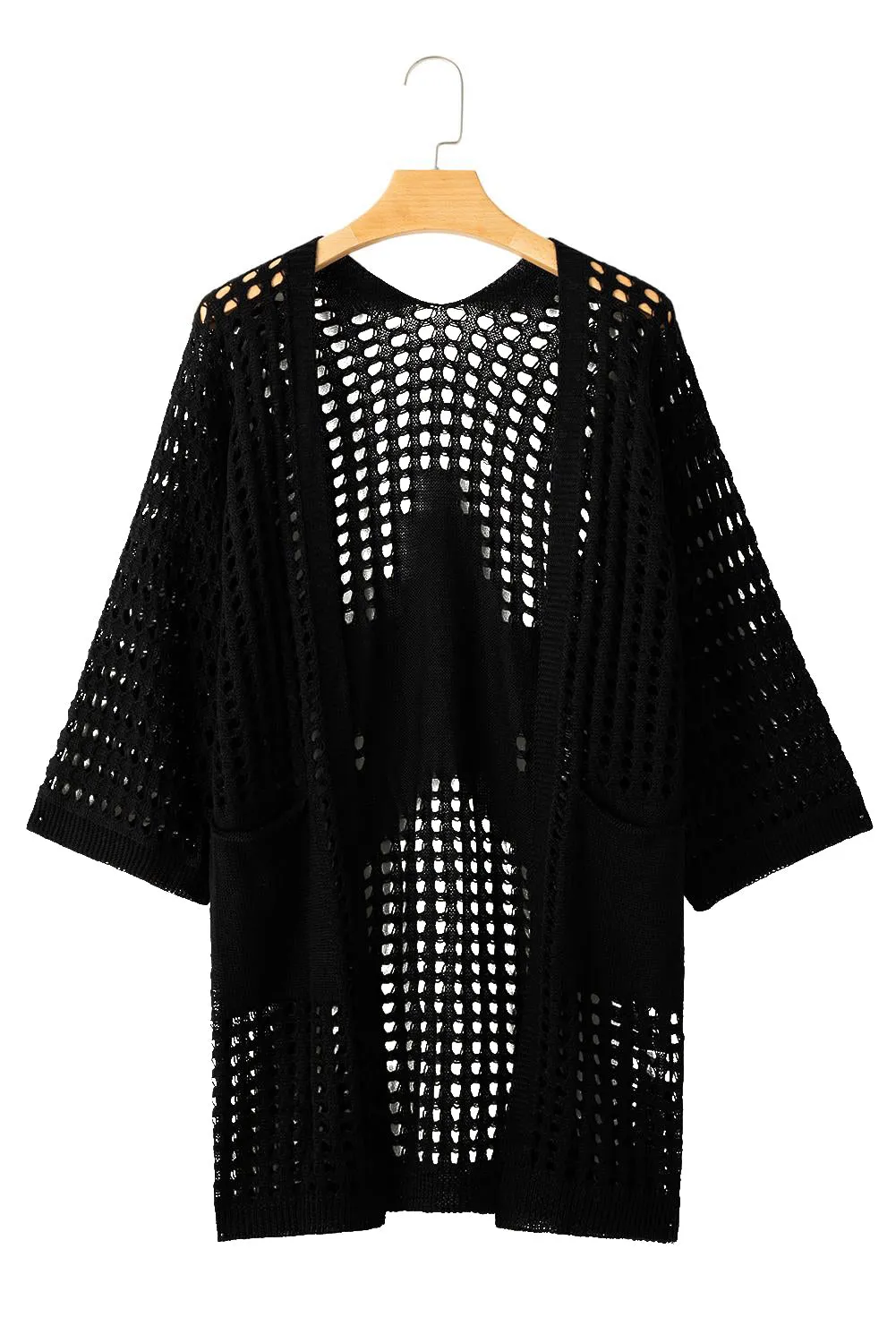 KaleaBoutique Pointelle Knit Pocket Open Front Cardigan