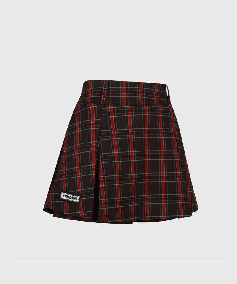 KANDINI Dual Pleat Skirt - Brown