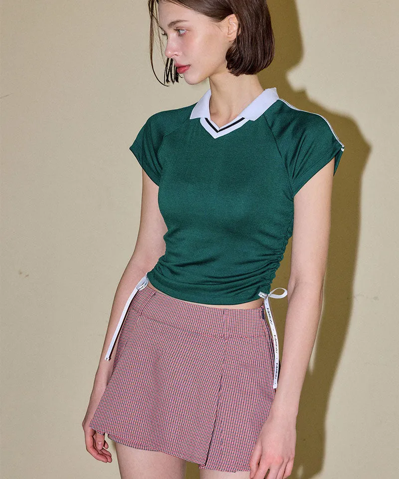 KANDINI Low-Rise Pleated Skirt - Red