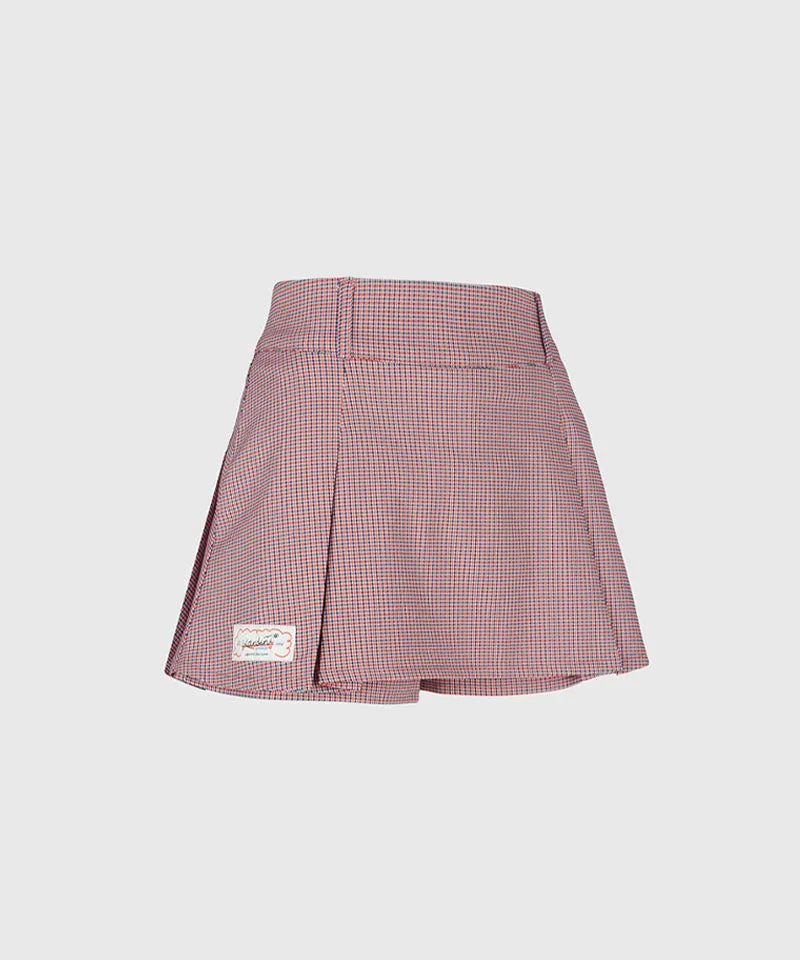 KANDINI Low-Rise Pleated Skirt - Red