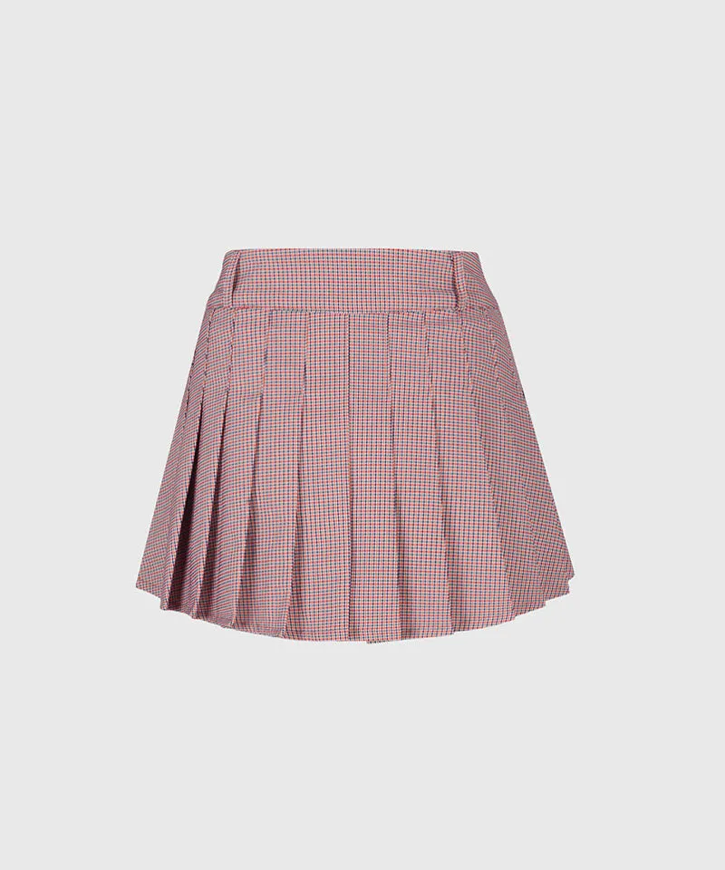 KANDINI Low-Rise Pleated Skirt - Red