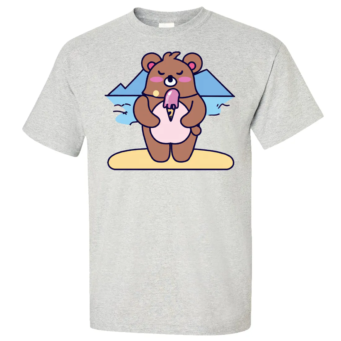 Kawaii Grizzly Bear Eating Ice Cream Asst Colors T-shirt/tee