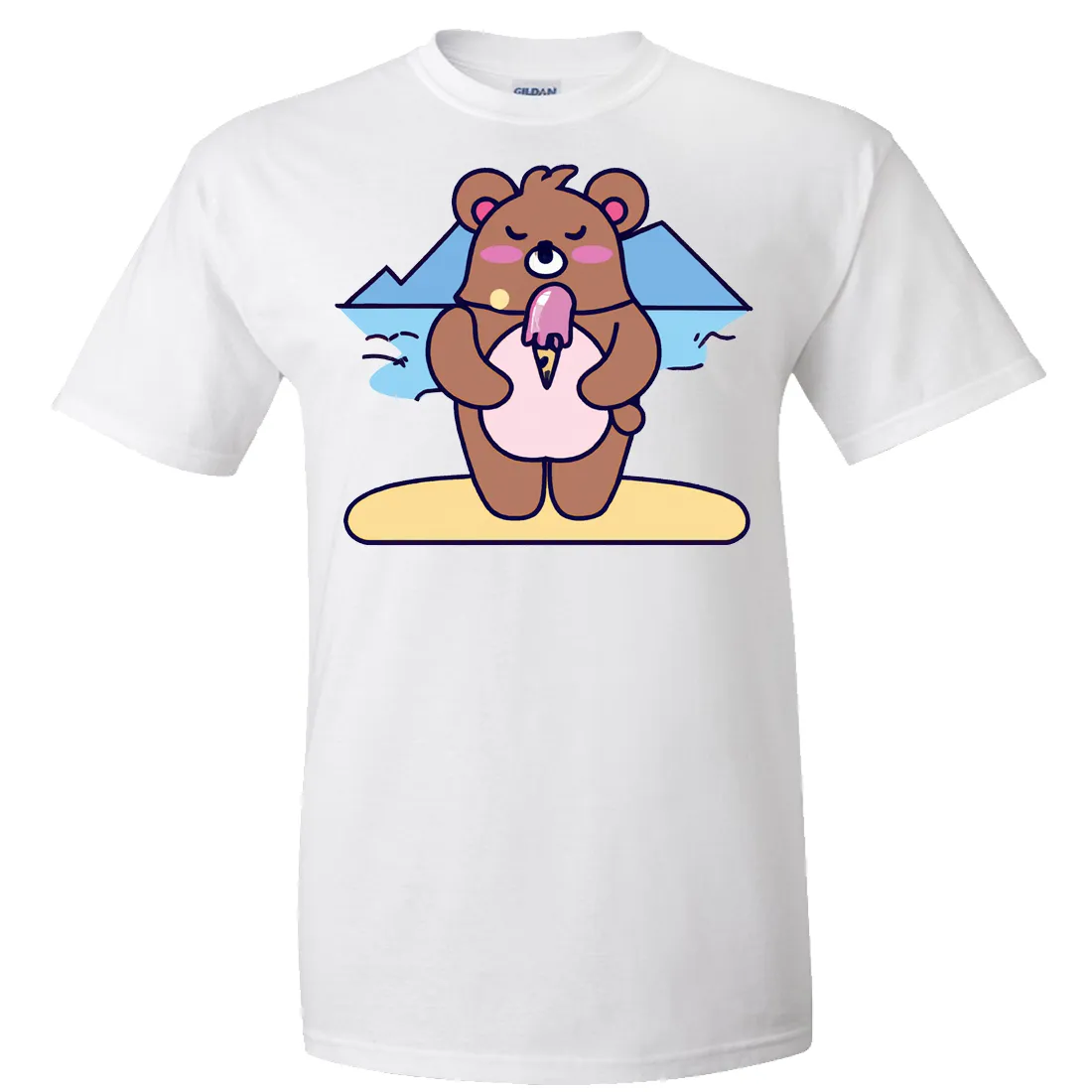 Kawaii Grizzly Bear Eating Ice Cream Asst Colors T-shirt/tee
