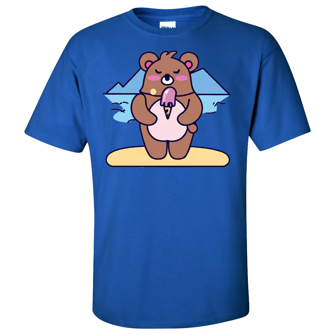 Kawaii Grizzly Bear Eating Ice Cream Asst Colors T-shirt/tee