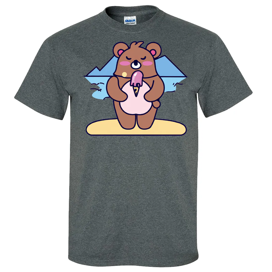 Kawaii Grizzly Bear Eating Ice Cream Asst Colors T-shirt/tee
