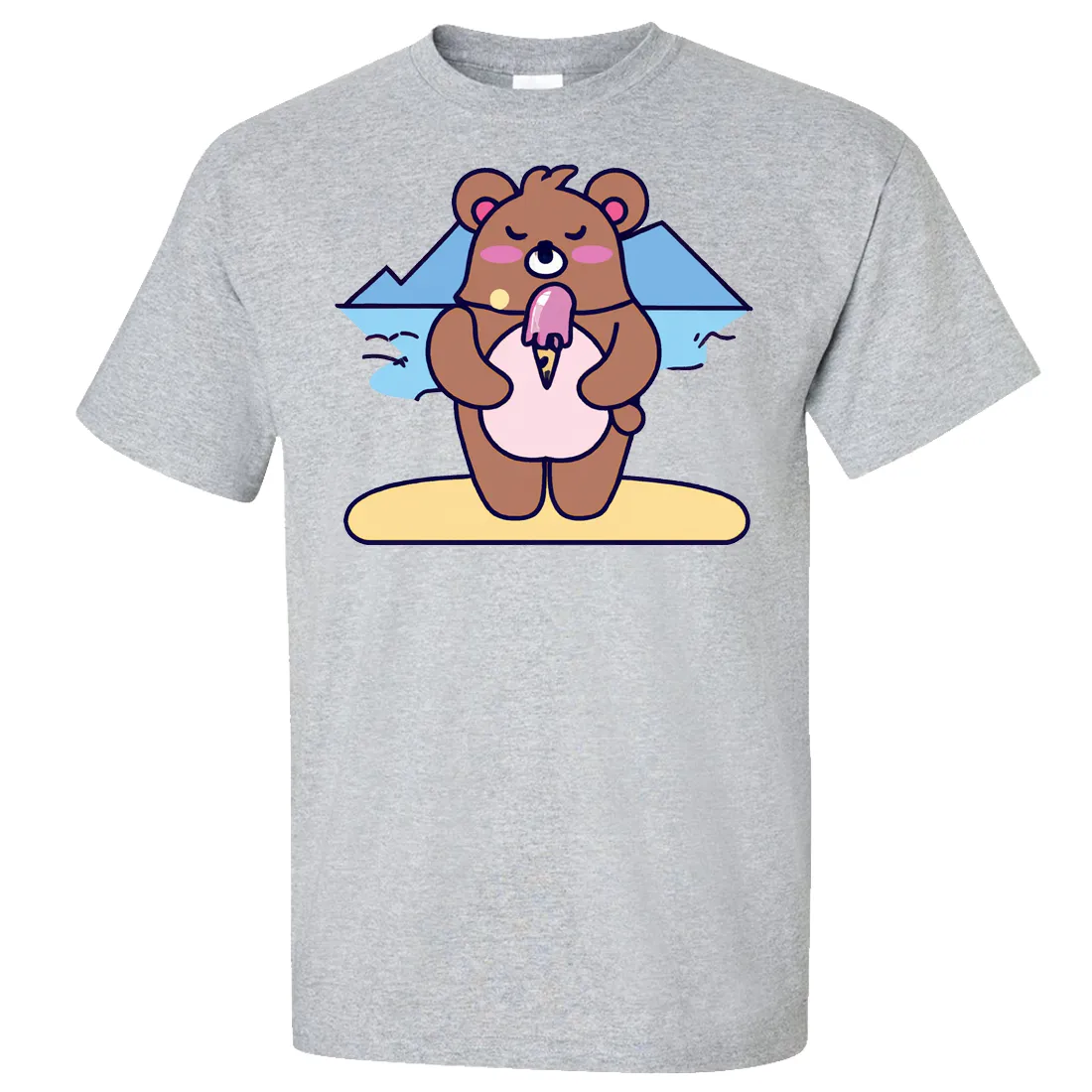 Kawaii Grizzly Bear Eating Ice Cream Asst Colors T-shirt/tee
