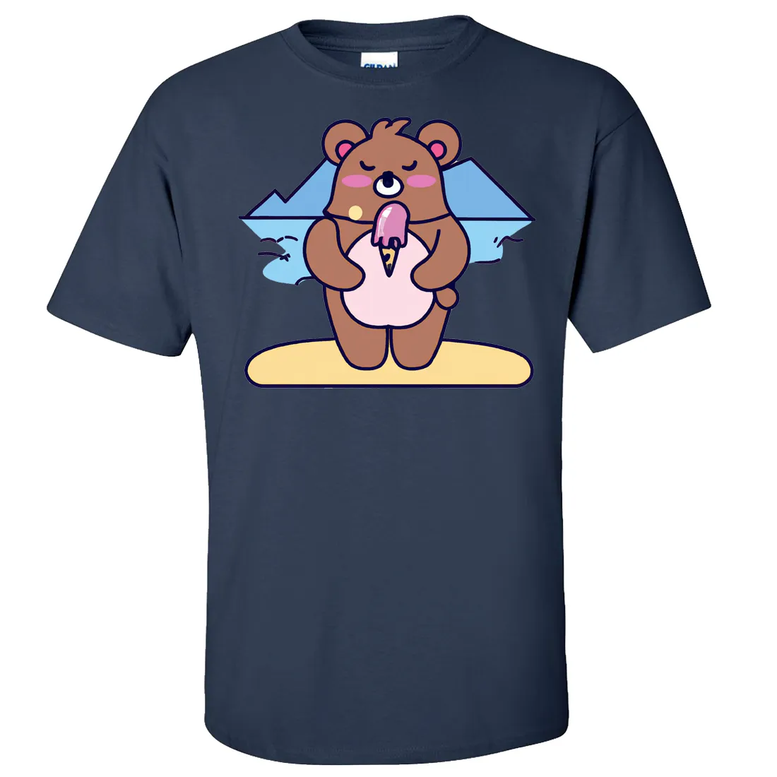 Kawaii Grizzly Bear Eating Ice Cream Asst Colors T-shirt/tee
