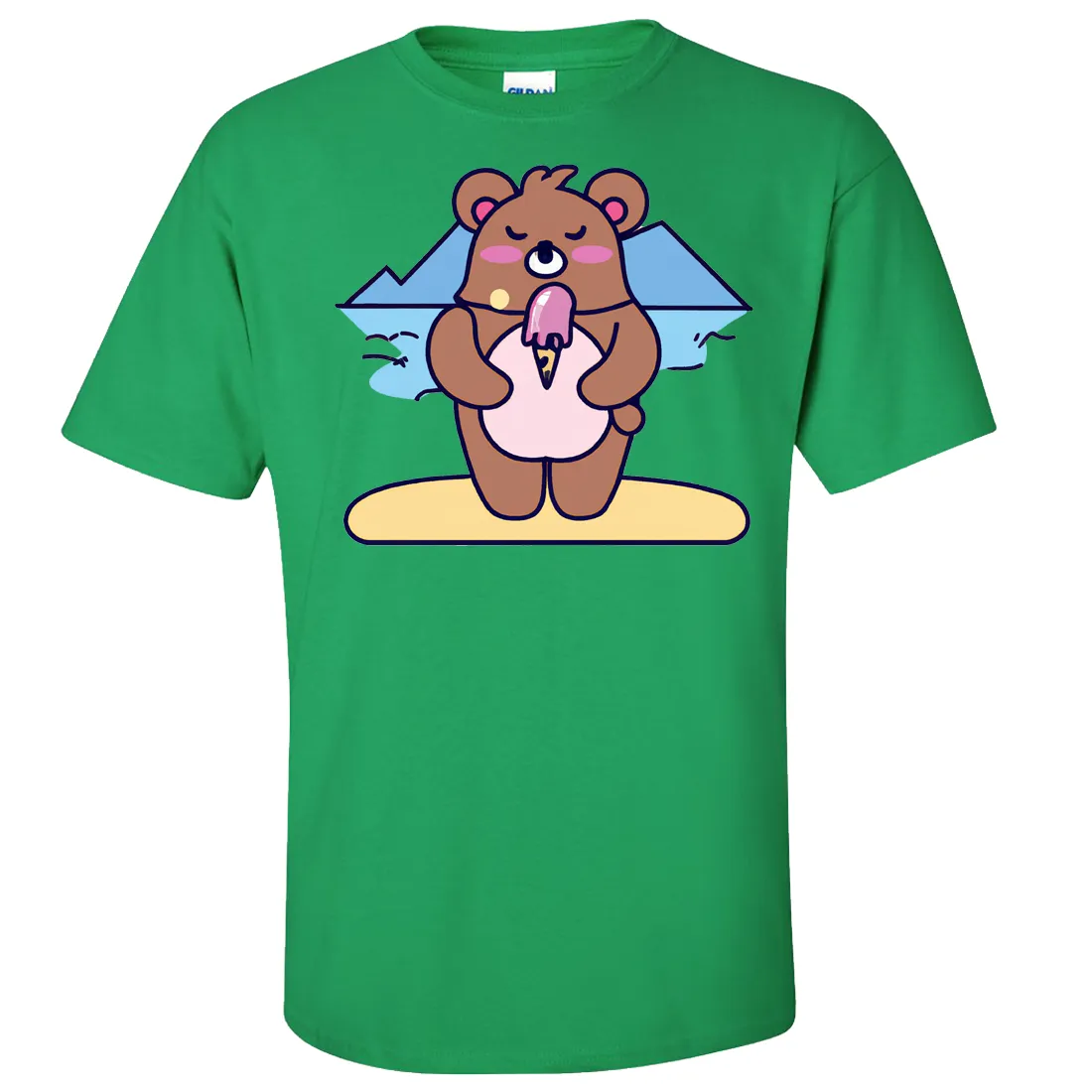 Kawaii Grizzly Bear Eating Ice Cream Asst Colors T-shirt/tee