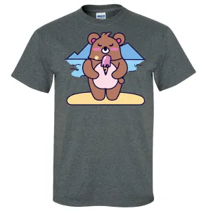 Kawaii Grizzly Bear Eating Ice Cream Asst Colors T-shirt/tee
