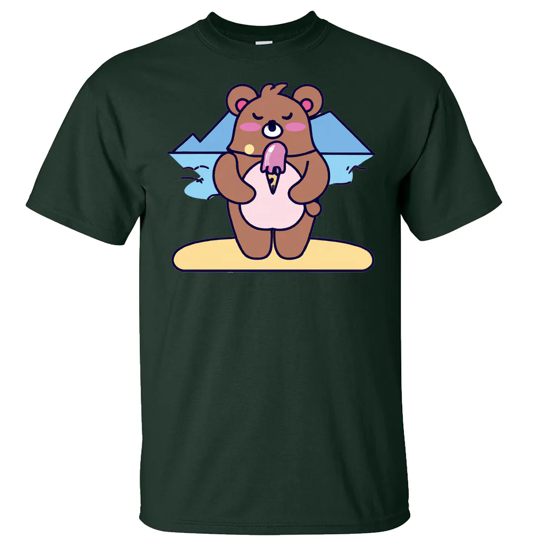 Kawaii Grizzly Bear Eating Ice Cream Asst Colors T-shirt/tee
