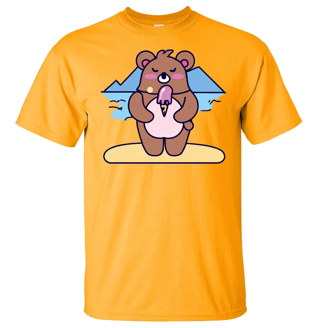 Kawaii Grizzly Bear Eating Ice Cream Asst Colors T-shirt/tee