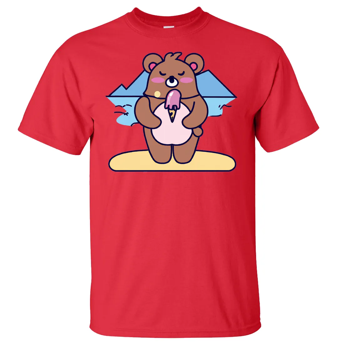 Kawaii Grizzly Bear Eating Ice Cream Asst Colors T-shirt/tee