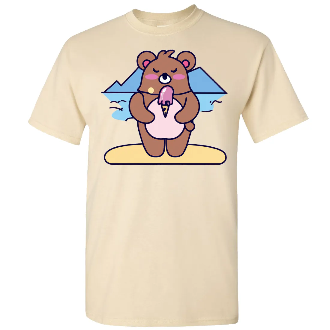 Kawaii Grizzly Bear Eating Ice Cream Asst Colors T-shirt/tee