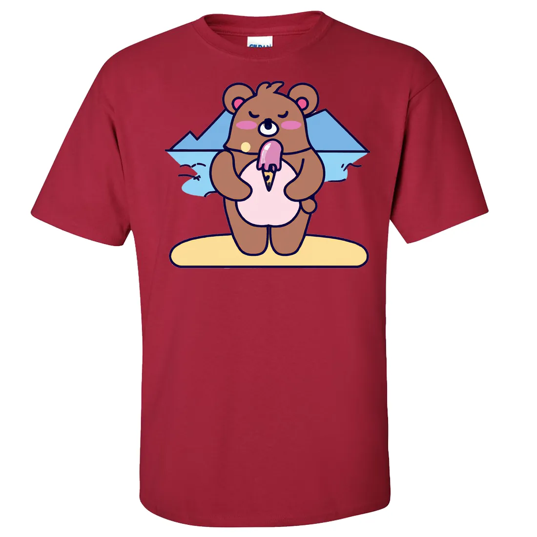 Kawaii Grizzly Bear Eating Ice Cream Asst Colors T-shirt/tee