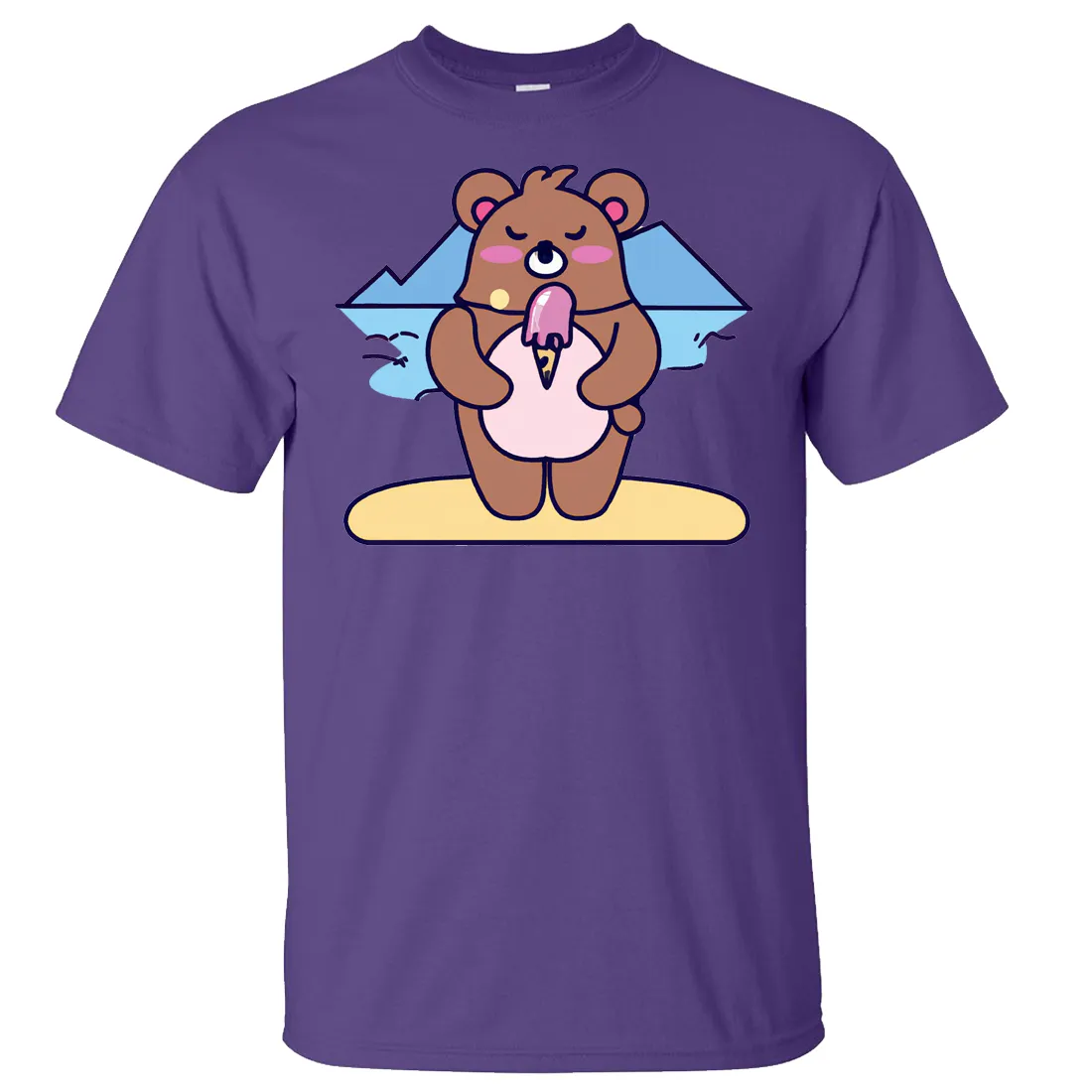 Kawaii Grizzly Bear Eating Ice Cream Asst Colors T-shirt/tee