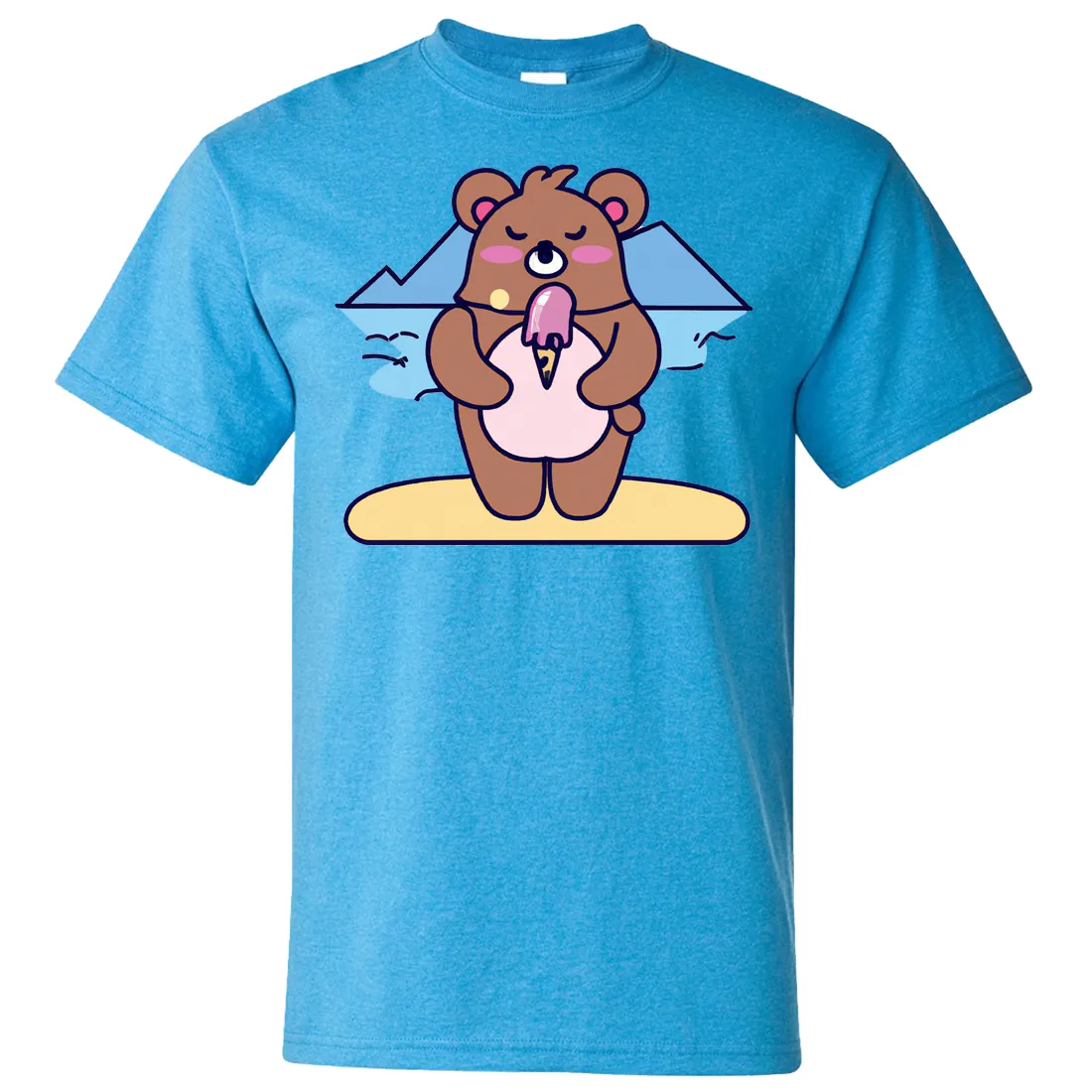 Kawaii Grizzly Bear Eating Ice Cream Asst Colors T-shirt/tee