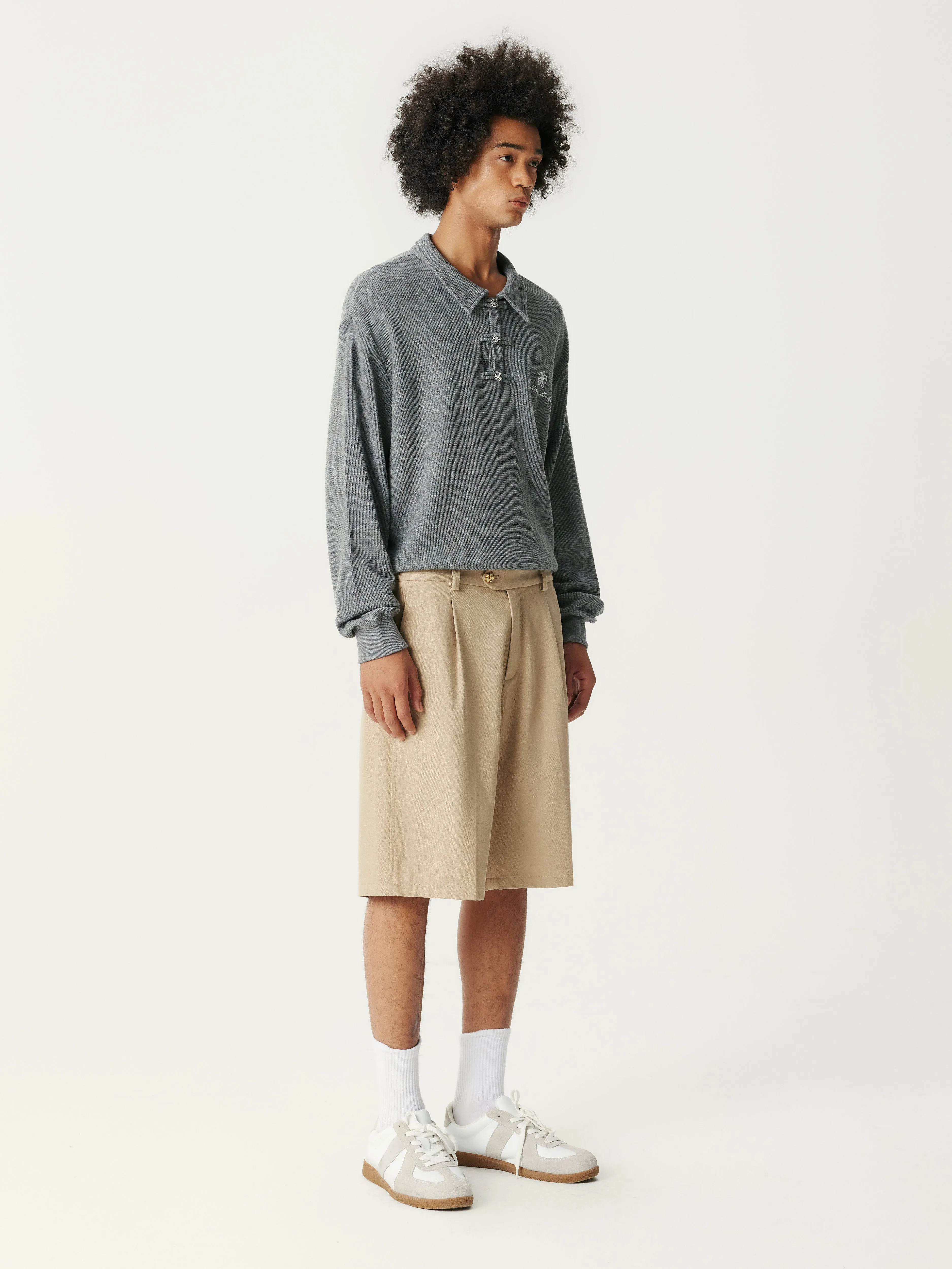Khaki Golden Button Shorts