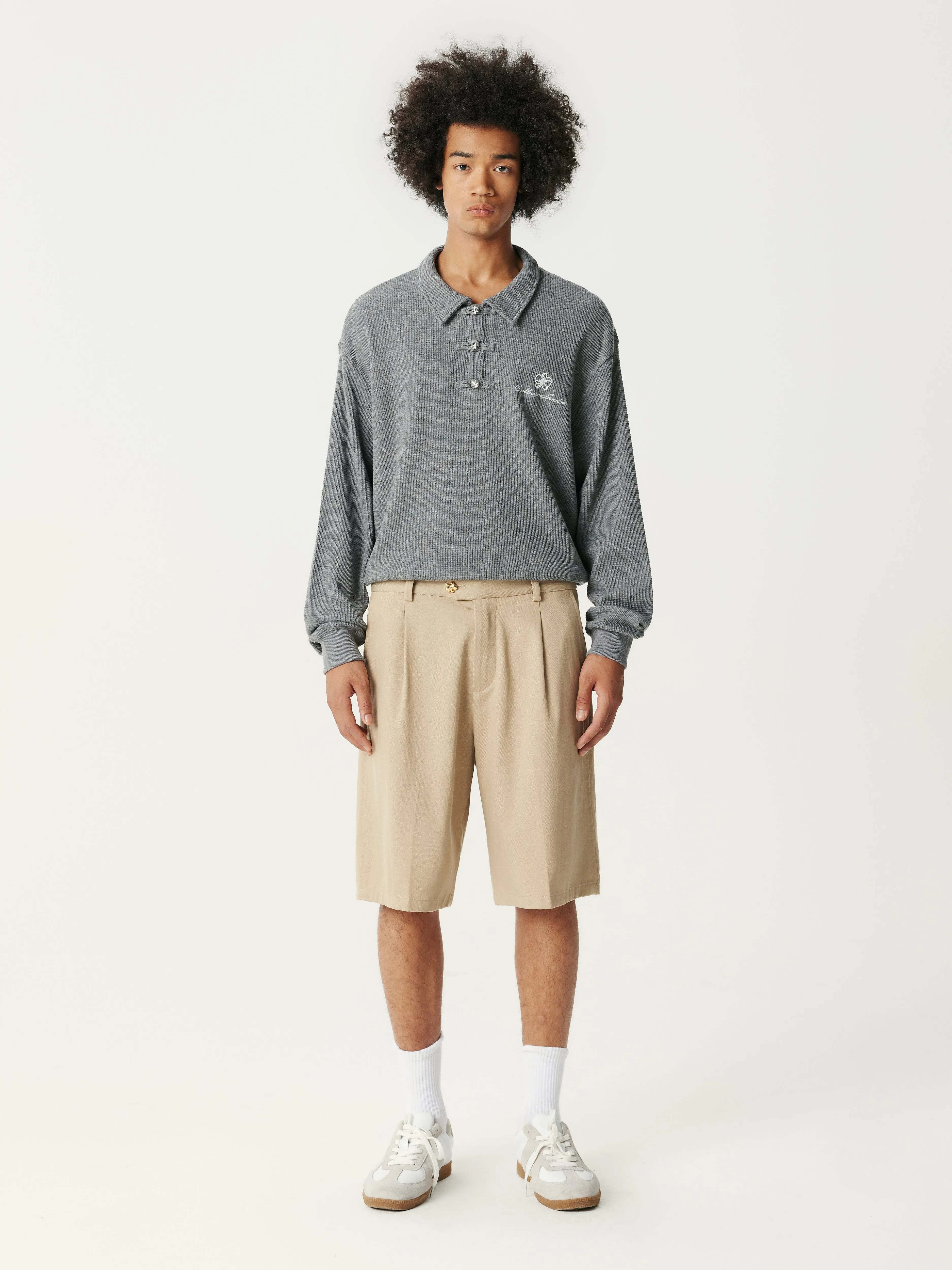 Khaki Golden Button Shorts