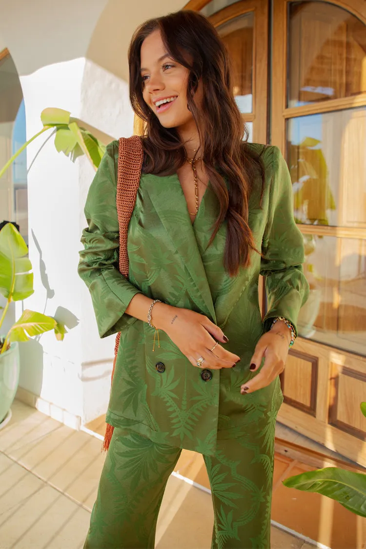 Khaki Palm Jacquard Blazer