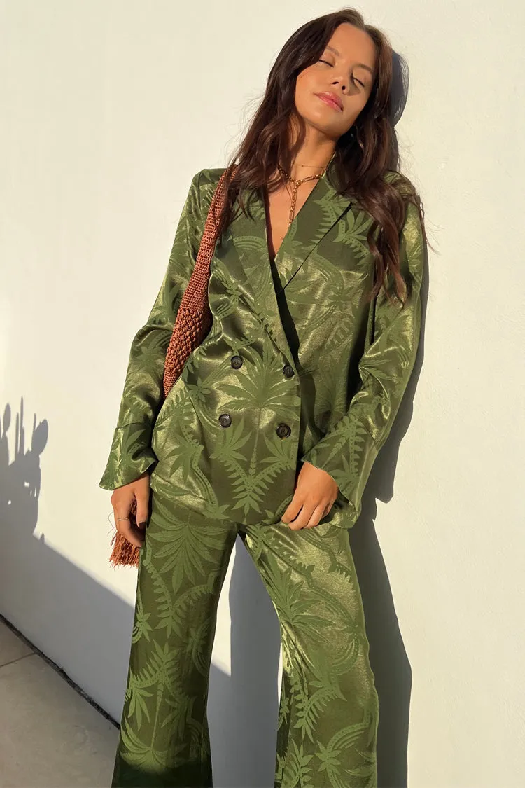 Khaki Palm Jacquard Trouser