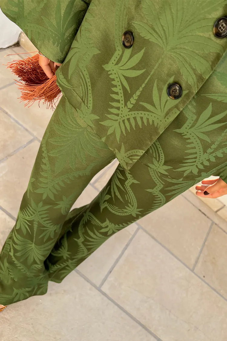 Khaki Palm Jacquard Trouser