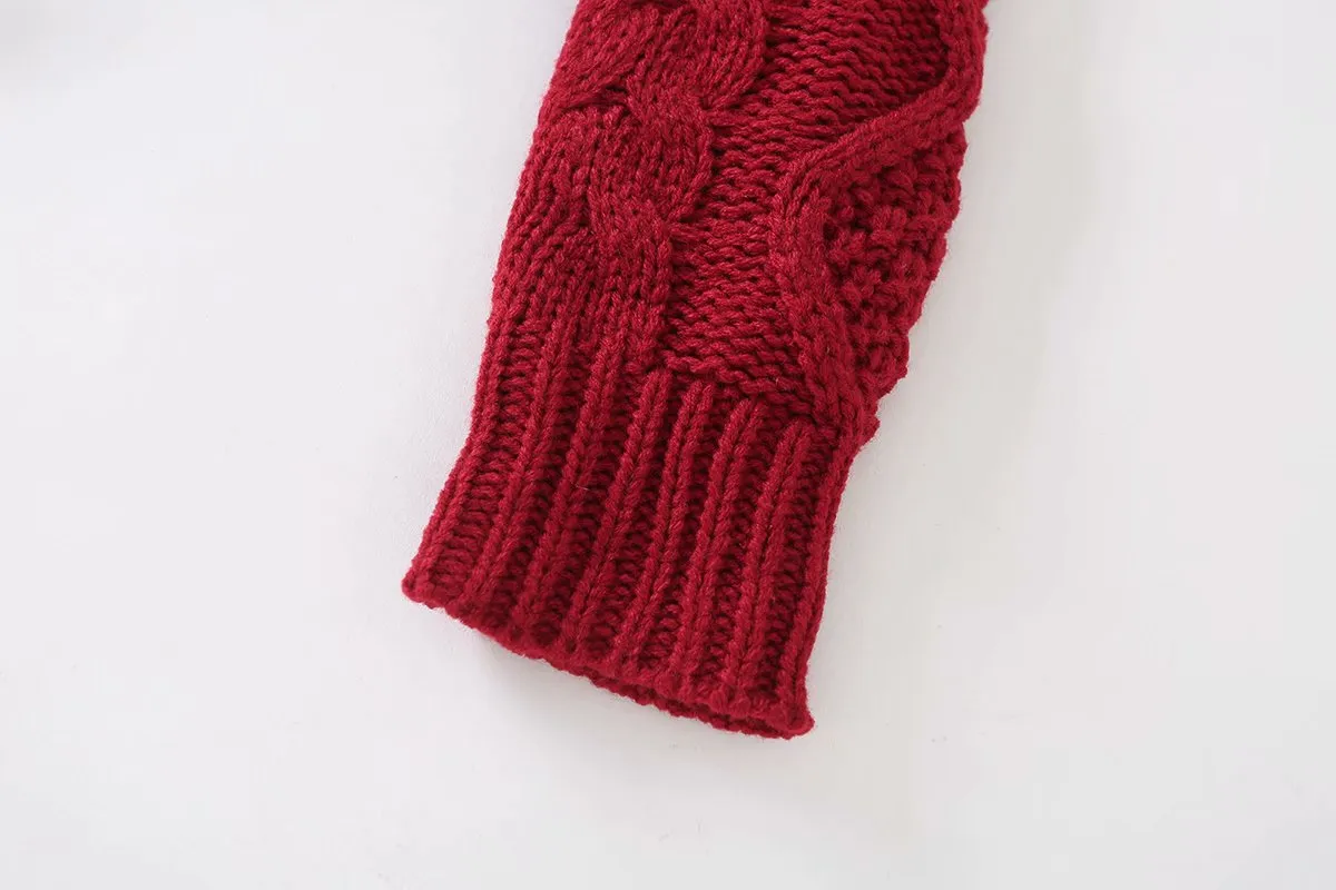 Knit Round Neck Lace-up Vintage Sweaters Crop Tops