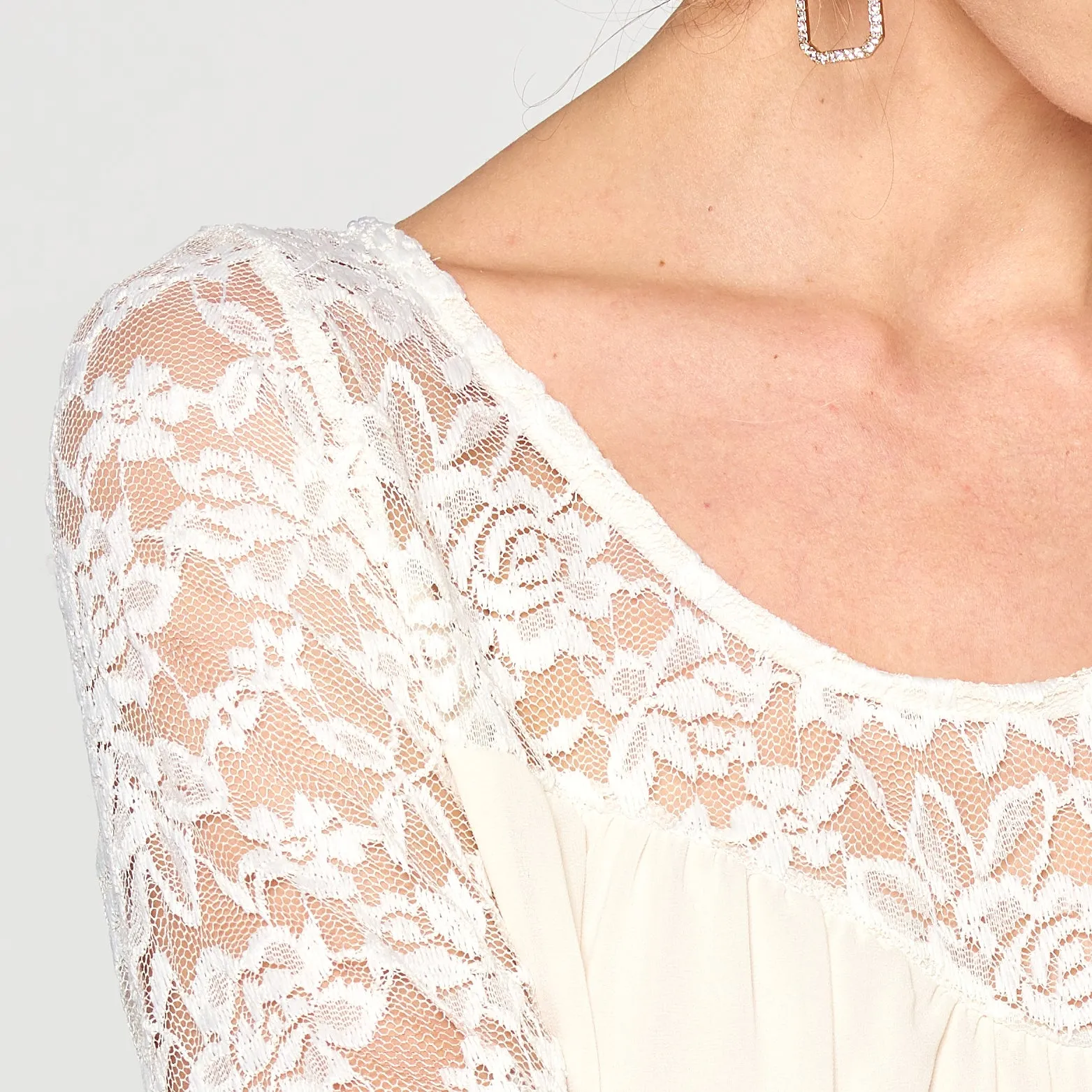 Lace Yoke Chiffon Top