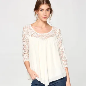 Lace Yoke Chiffon Top
