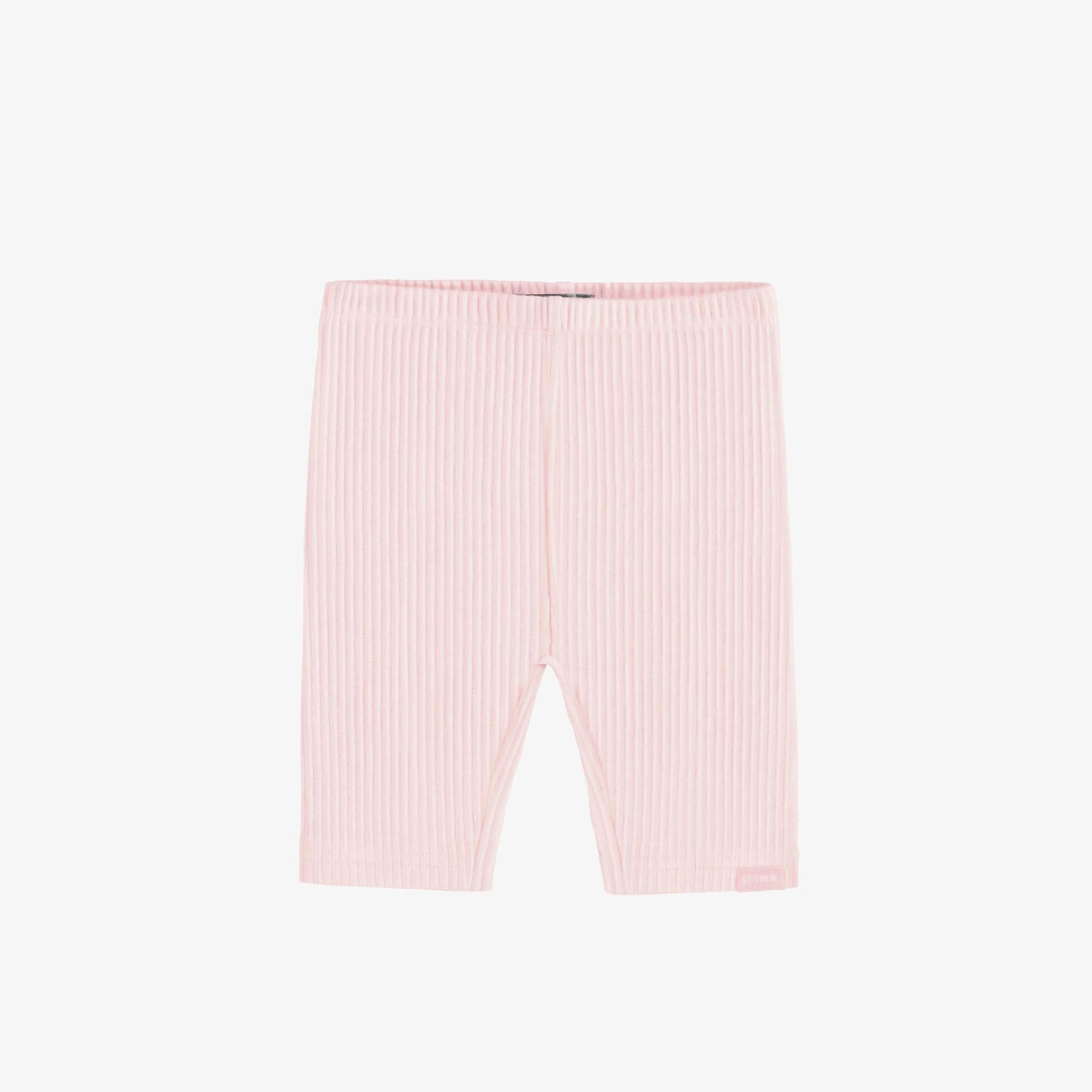Legging court en tricot côtelé rose pâle, bébé || Light pink ribbed knit biker short, baby