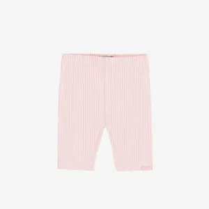 Legging court en tricot côtelé rose pâle, bébé || Light pink ribbed knit biker short, baby