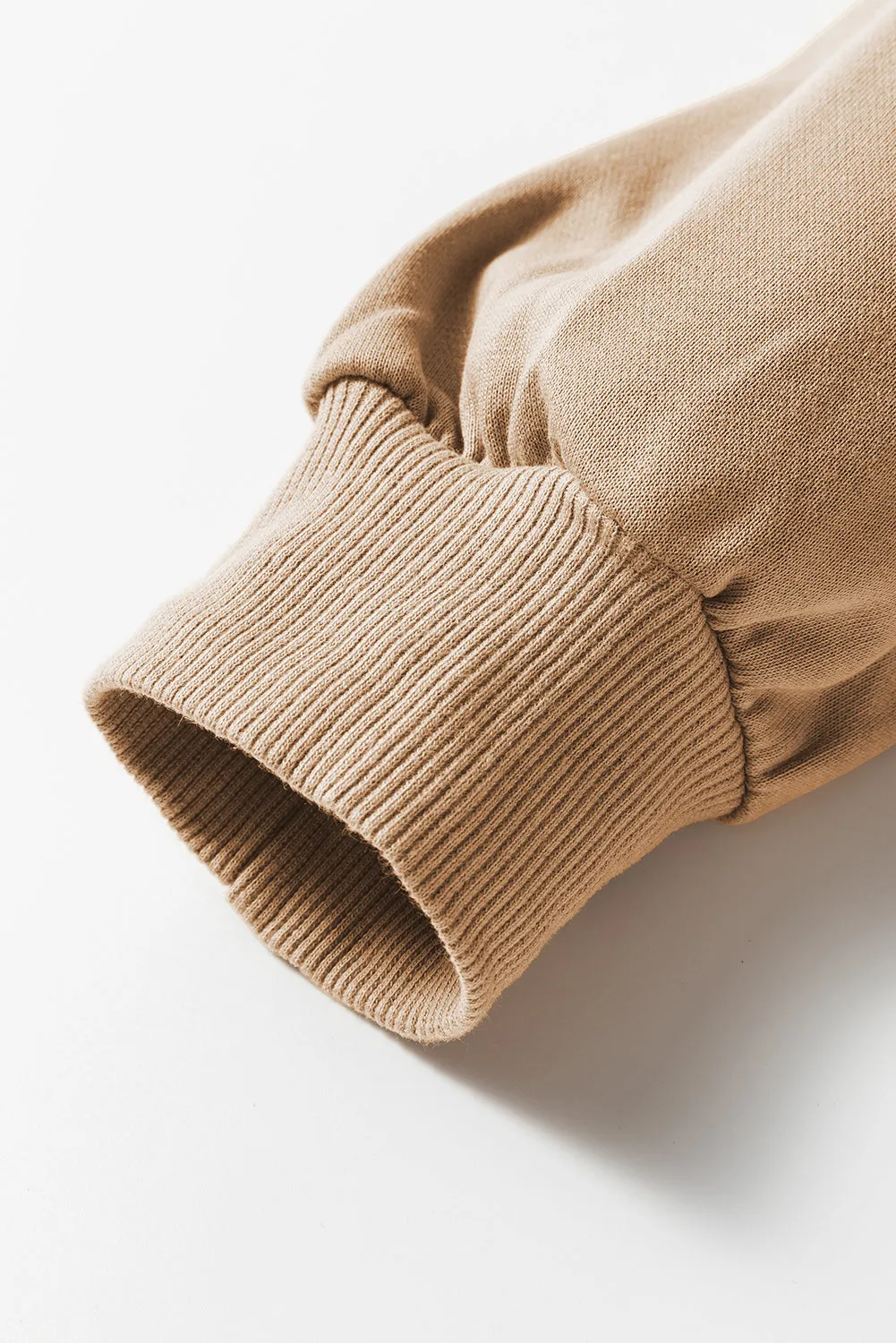 Light French Beige Ribbed Edge Exposed Seam Knit Cardigan with Pockets