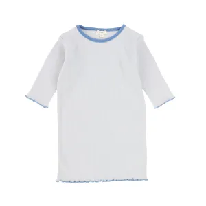 Lil Legs Contrast Edge Tee Three Quarter Sleeve - Pale Blue/Royal