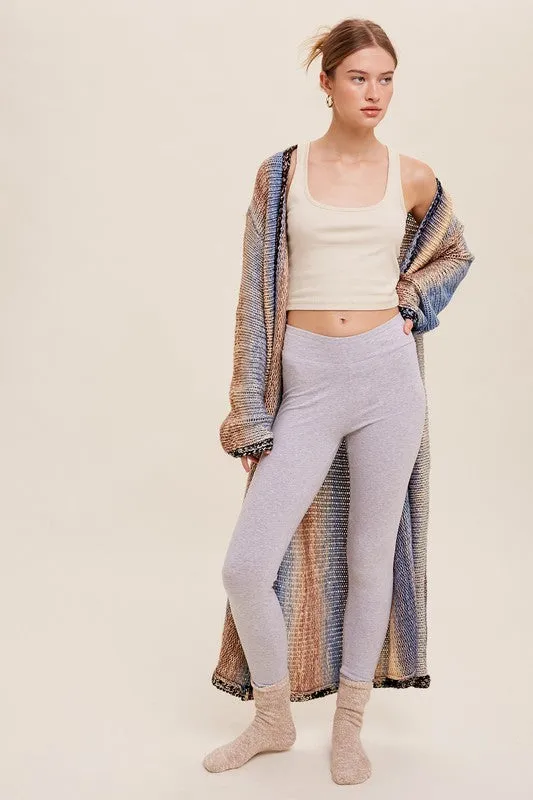 Listicle Multi Color Gradation Long Knit Open Cardigan