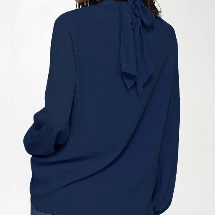 Long Sleeve Neck Tie Blouse