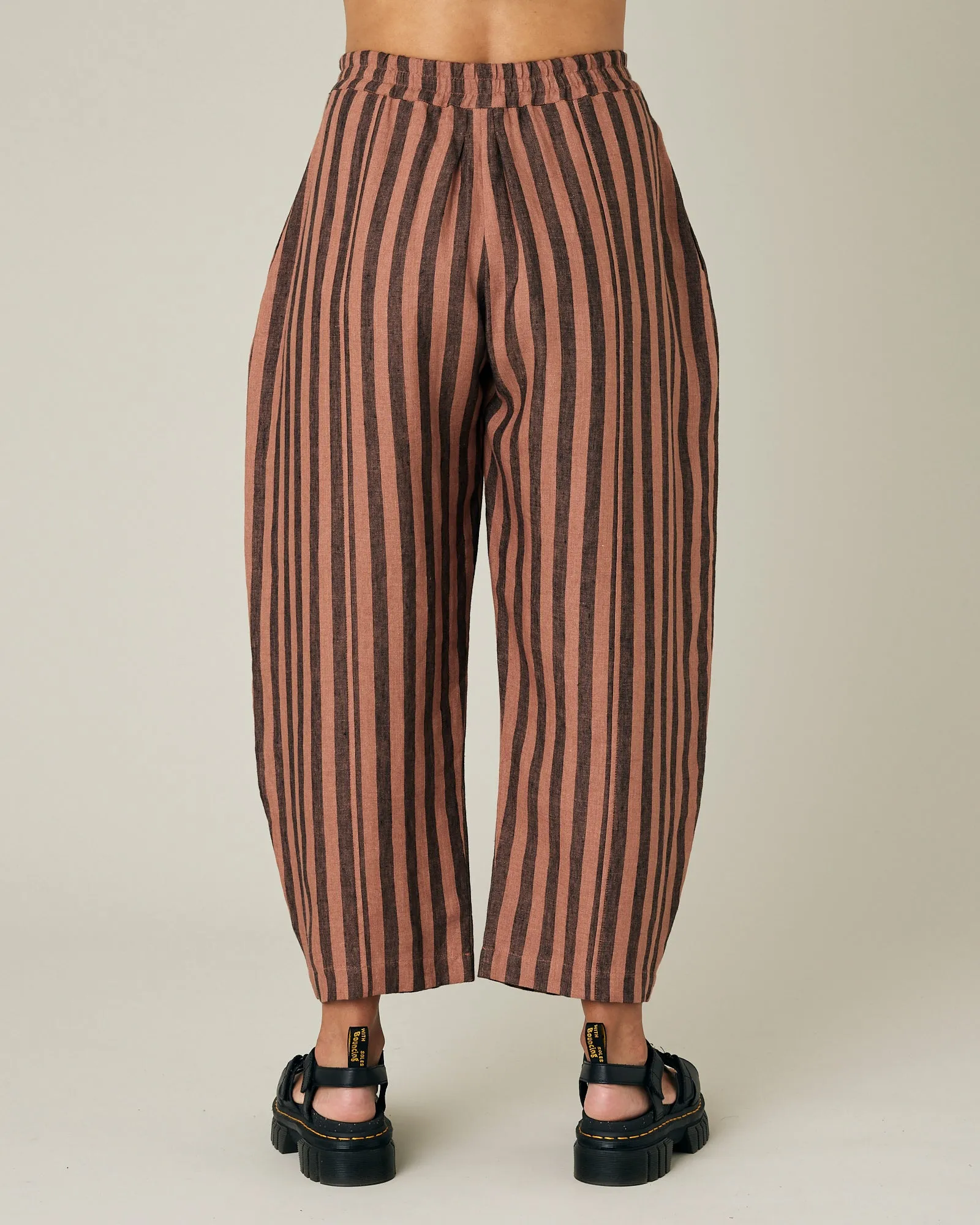 Longer Length Mabel Biscuit Stripe Linen Trousers
