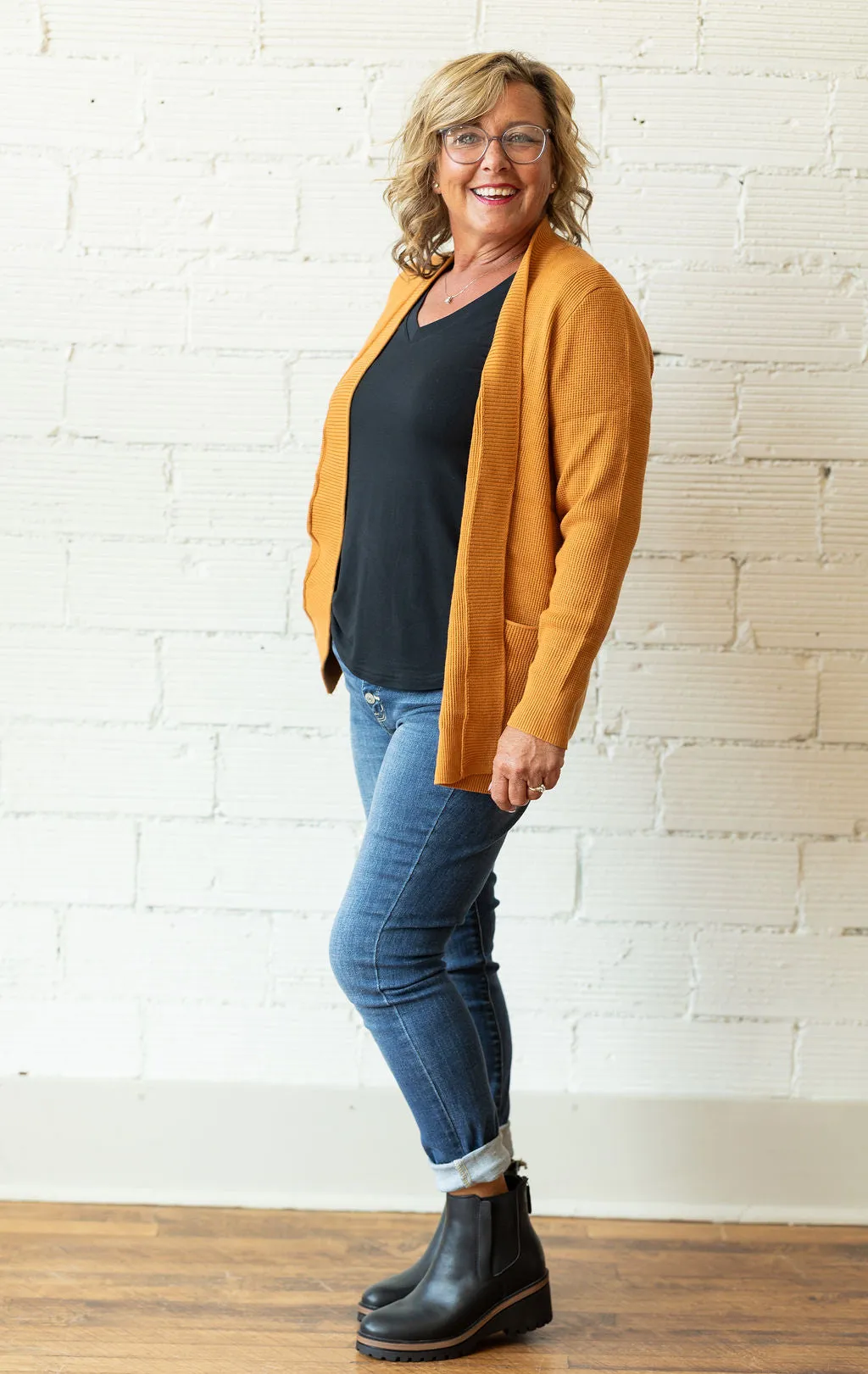 LYNN WAFFLE KNIT CARDIGAN 4 COLOR OPTIONS