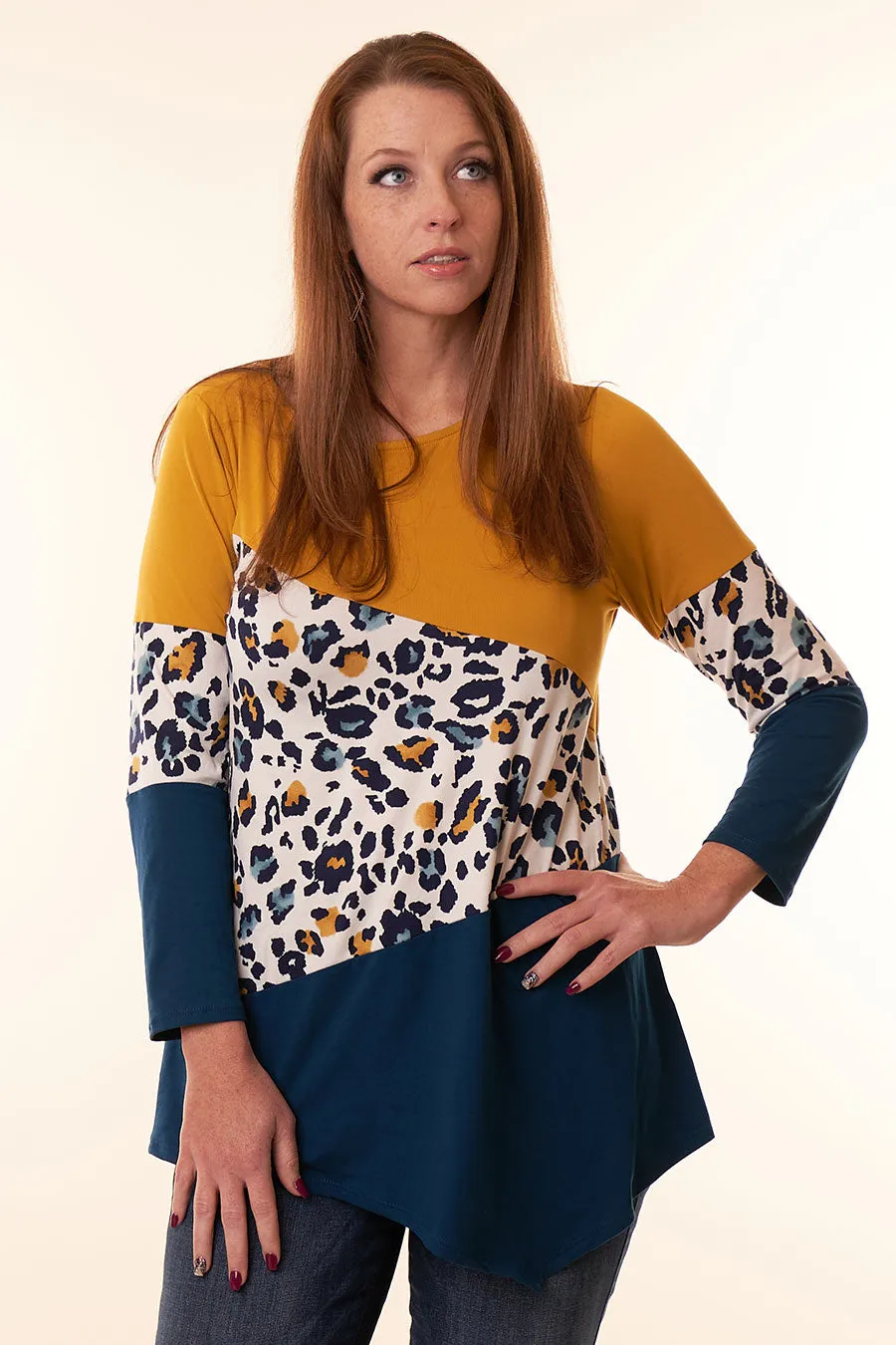 Make Your Own Path Color Block & Animal Print Tunic