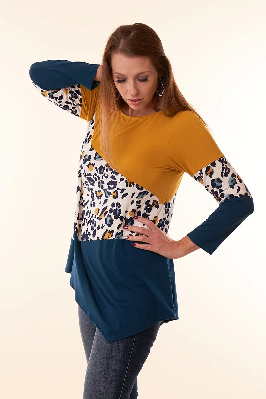 Make Your Own Path Color Block & Animal Print Tunic