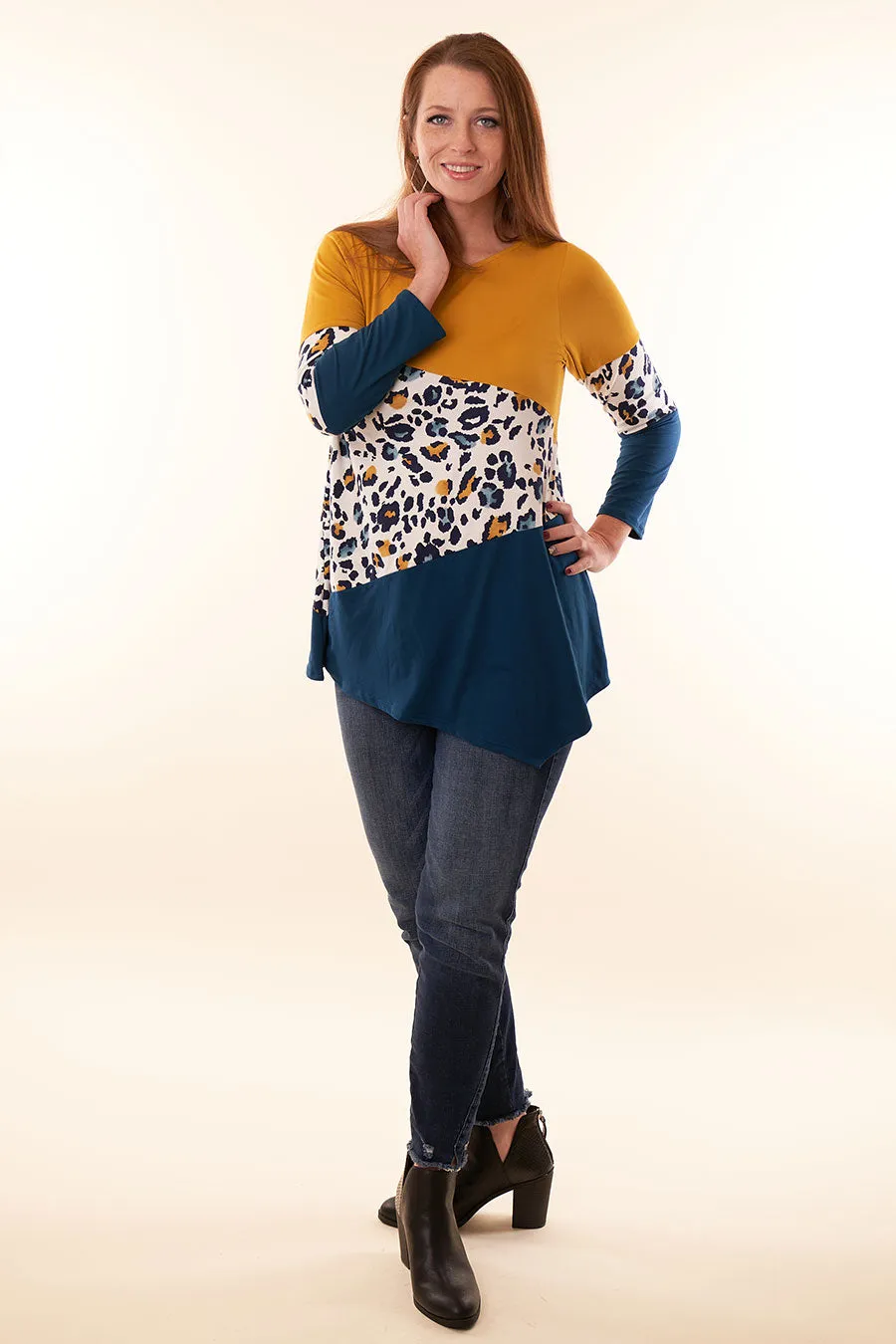 Make Your Own Path Color Block & Animal Print Tunic