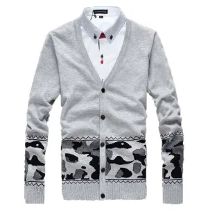 Men's Camouflage Design Cardigan Up To 5XL