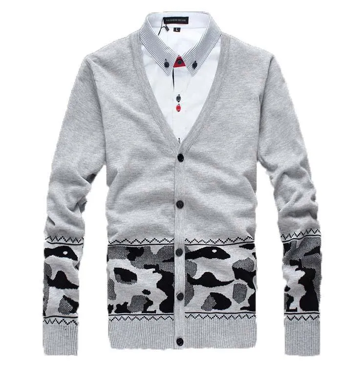 Men's Camouflage Design Cardigan Up To 5XL