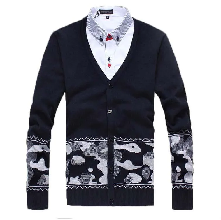 Men's Camouflage Design Cardigan Up To 5XL