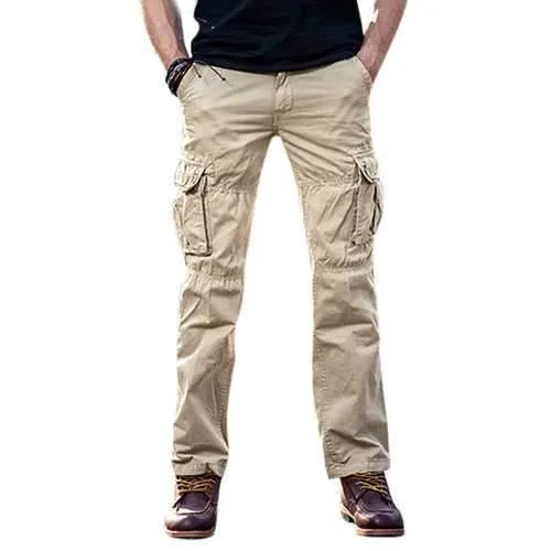 Mens Cotton Cargo Pants Outdoor Trousers with Muti-Pockets
