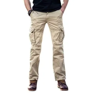 Mens Cotton Cargo Pants Outdoor Trousers with Muti-Pockets