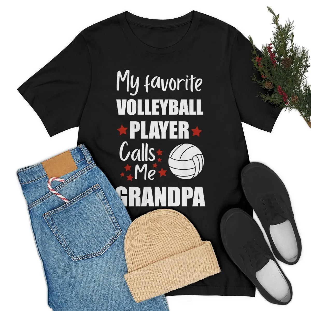 Men's Tee - My Favorite Volleyball Player Calls Me Grandpa
