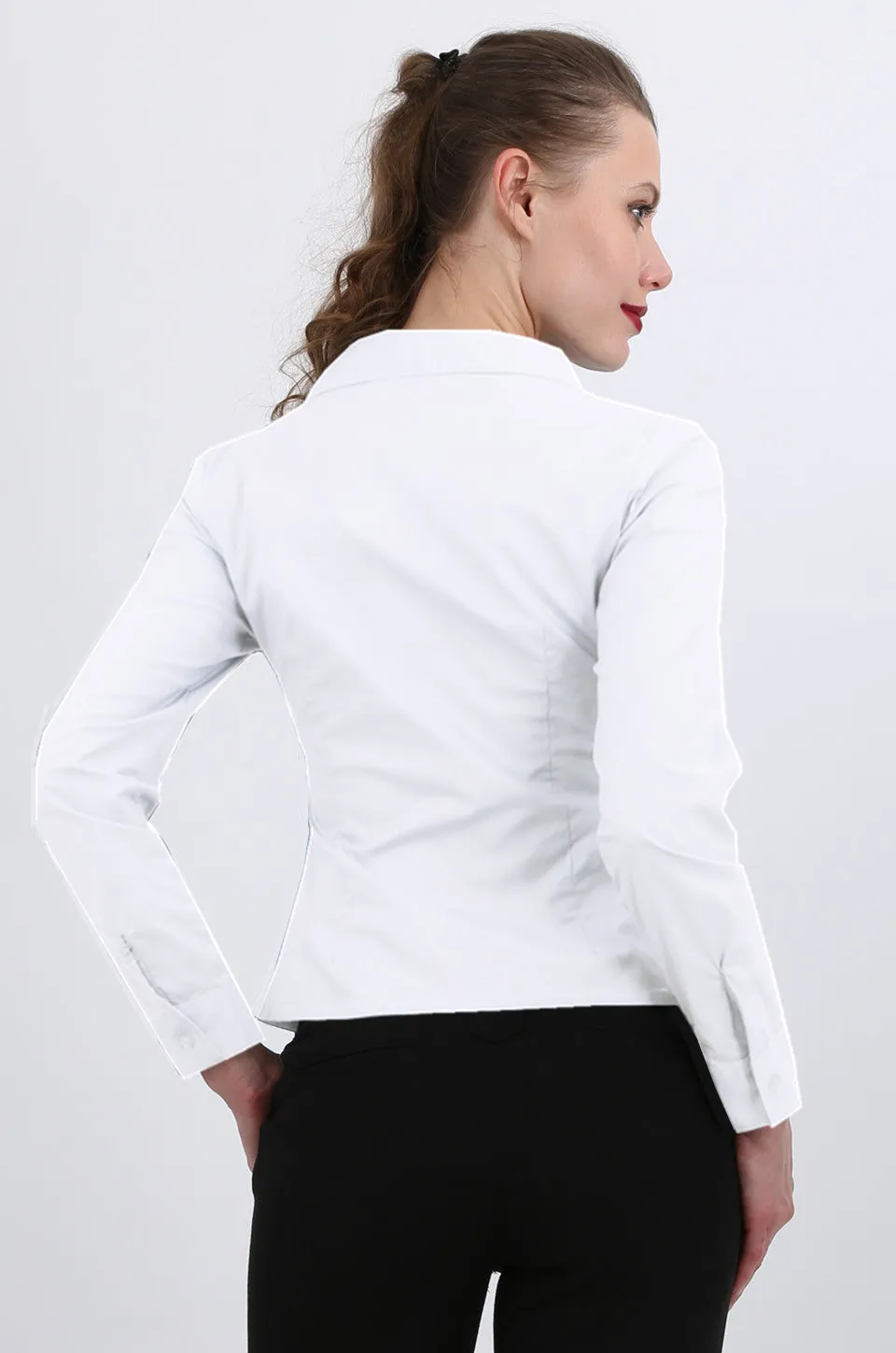 MISS PINKI Juliana long sleeve button up work shirt - white